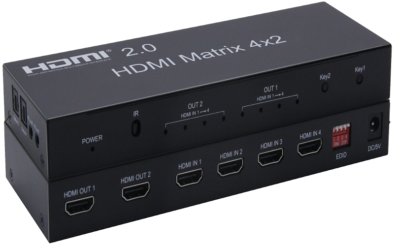 4x2 HDMI 2.0 HDMI Matrix, Support 2 x Audio output