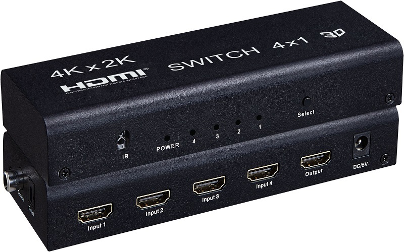 4x1 HDMI Switch, support 4K@30Hz, with audio output